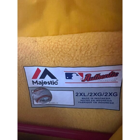 Majestic Oakland Athletics Baseball MLB Zip Jacket 2XL Green Gold Spell Out Logo - Picture 10 of 11